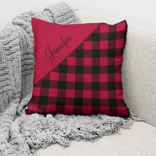 Cojín Decorativo Nombre de guión rojo moderno (Subido por el creador)