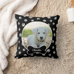 Cojín Decorativo Nombre de hueso de círculo de foto de perro DIY pa