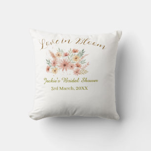 Cojín Decorativo Nombre de la ducha nupcial boho naranja amor en fl