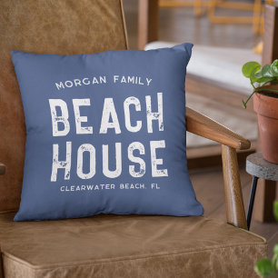 Cojín Decorativo Nombre de la familia de la Casa Blanca Azul de la 