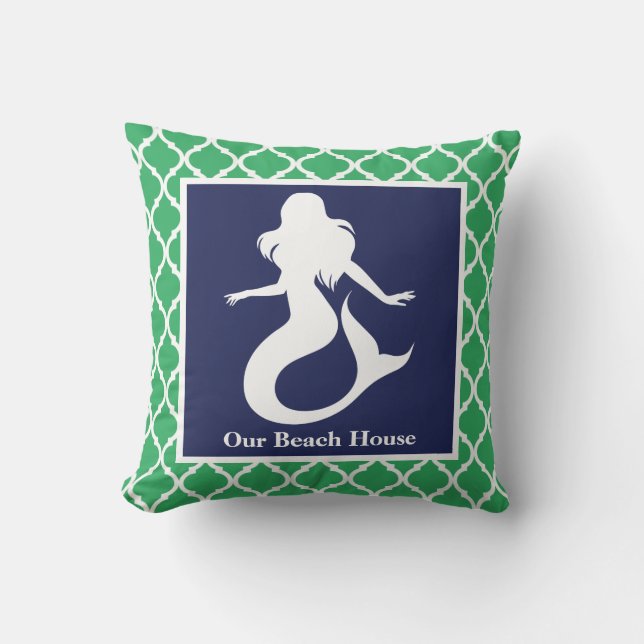 Cojín Decorativo Nombre de la persona física de la sirena turquesa  (Anverso)