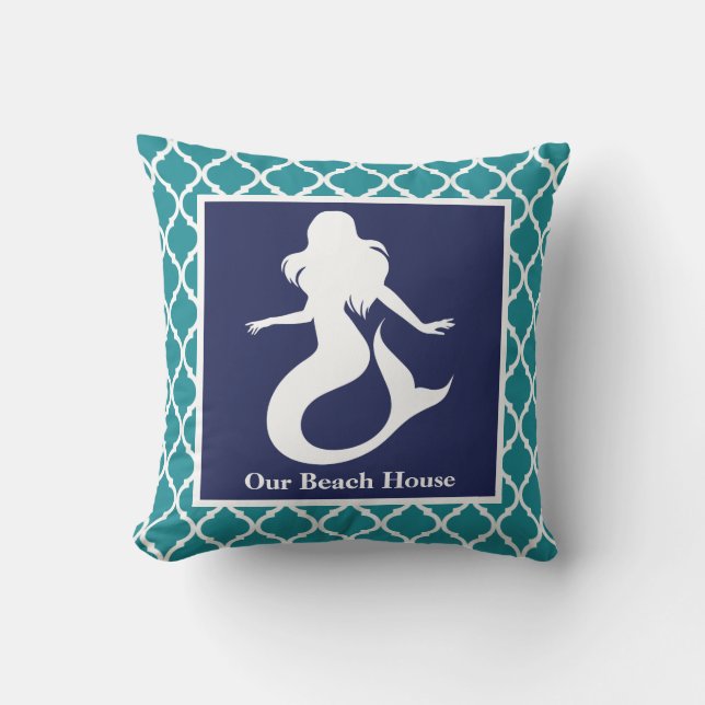Cojín Decorativo Nombre de la persona física de la sirena turquesa  (Anverso)