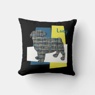 Cojín Decorativo Nombre de la silueta de la rejilla lateral Pug Lov