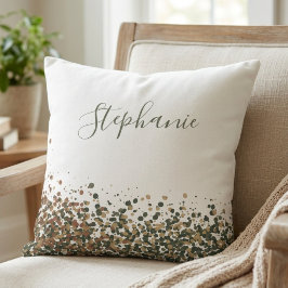 Cojín Decorativo Nombre de letra elegante con confeti brillante ter