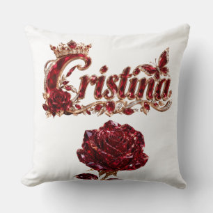 Cojín Decorativo Nombre de lujo Christina Ruby Crystal