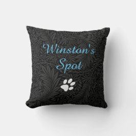 Cojín Decorativo Nombre de Mascota Personalizado Floral Negro Cielo