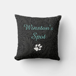 Cojín Decorativo Nombre de Mascota Personalizado Floral Negro Scrip