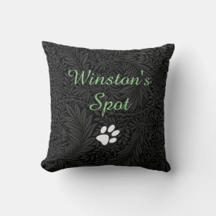 Cojín Decorativo Nombre de Mascota Personalizado Floral Negro Scrip