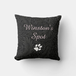 Cojín Decorativo Nombre de Mascota Personalizado Negro Floral Rubor
