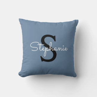 Cojín Decorativo Nombre de Monograma Azul