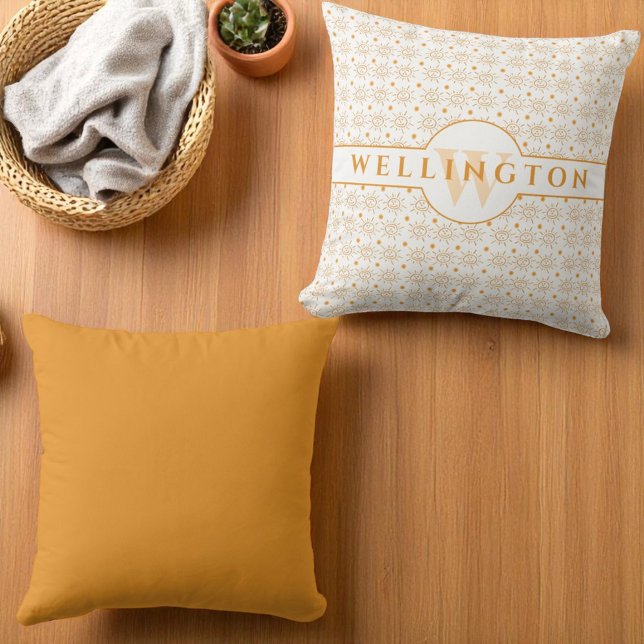 Cojín Decorativo Nombre de monograma divertido Dibujado a mano con  (Front and back throw pillow )