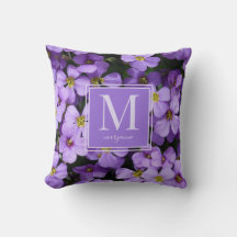 Nombre de monograma personalizado Flores púrpuras