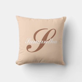 Cojín Decorativo Nombre de monograma personalizado moderno rosa y m