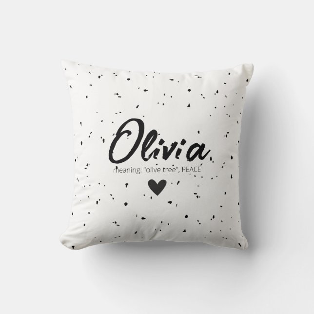 Cojín Decorativo Nombre de OLIVIA significa Chicas niños mínimo bla (Anverso)