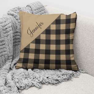 Cojín Decorativo Nombre de patrón de cuadros de Plaid de Búfalo bei