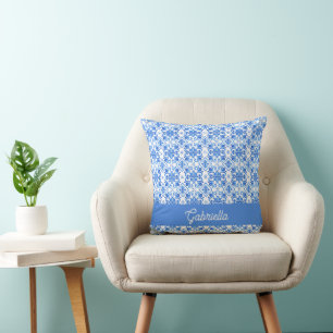 Cojín Decorativo Nombre de patrón de toile francés azul