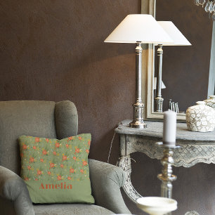 Cojín Decorativo Nombre de patrón floral de menta verde beige paste