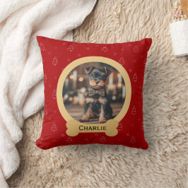 Cojín Decorativo Nombre de perro rojo Navidad Recuerdo de vacacione