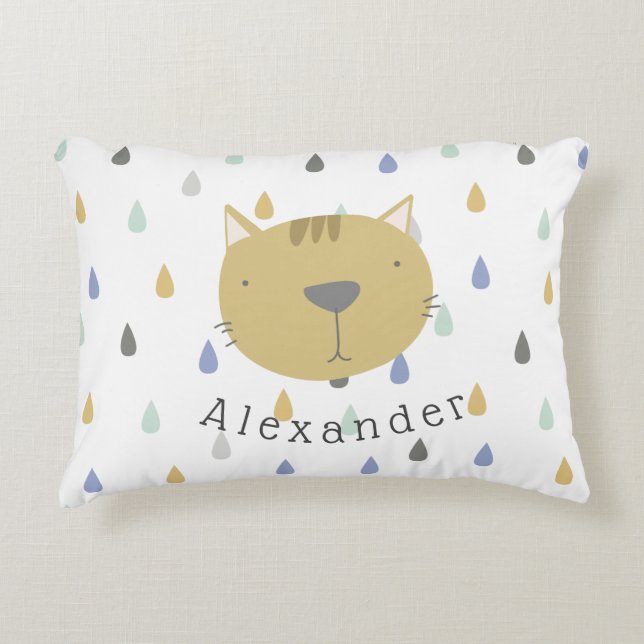 Cojín Decorativo Nombre de personalizable de gato corto (Anverso)