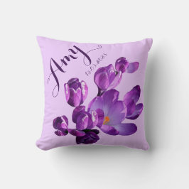 Cojín Decorativo Nombre de personalizable lindo Amy violeta crocus 