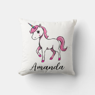 Cojín Decorativo Nombre de Personalizado de unicornio rosa