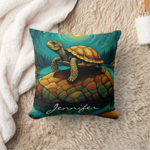 Cojín Decorativo Nombre de tortuga natural del río Rock