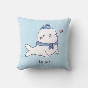 Cojín Decorativo Nombre decoración habitación infantil foca blanca 