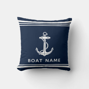 Cojín Decorativo Nombre del ancla del barco Crucero Azul Marino Per