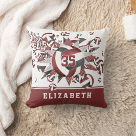 Cojín Decorativo nombre del atleta de las estrellas de voleibol neg