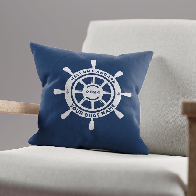 Cojín Decorativo Nombre del barco del Personalizado azul de la mari (Subido por el creador)