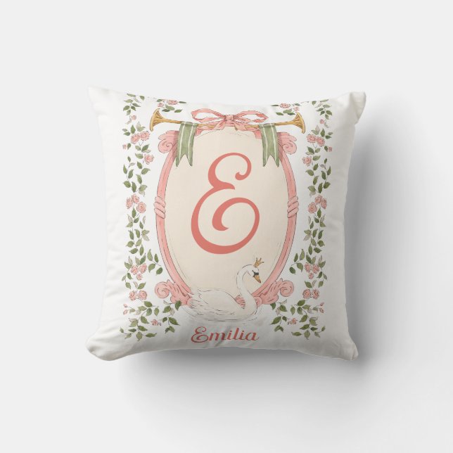 Cojín Decorativo Nombre del bebé - Pillow del cisne de la princesa (Anverso)