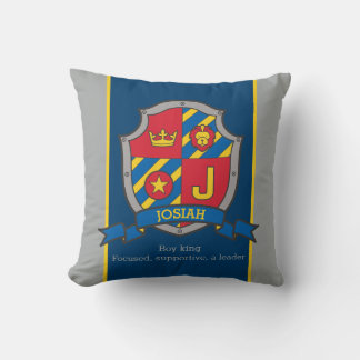 Cojín Decorativo Nombre del escudo y letra que significa J Josiah b