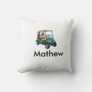 Cojín Decorativo nombre del hombre del coche de golf verde regalos 