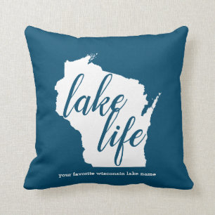 Cojín Decorativo Nombre del lago customize de Wisconsin de la vida