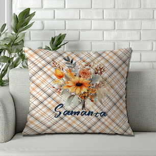 Cojín Decorativo Nombre del naranja de flores silvestres de color t