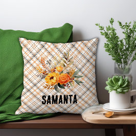 Cojín Decorativo Nombre del naranja de flores silvestres de color t