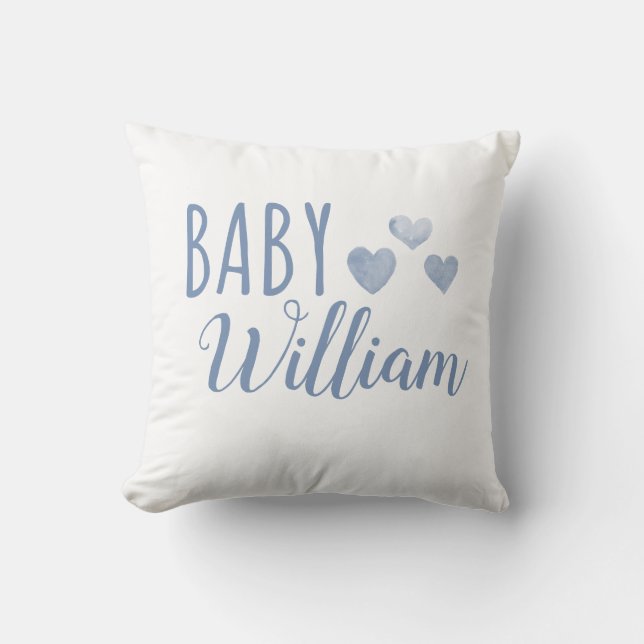 Cojín Decorativo Nombre del niño bebé de corazón personalizado (Anverso)