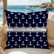 Nombre Del Patrón De Ancla Azul Y Blanco Náutico