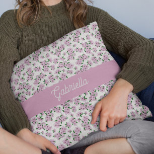 Cojín Decorativo Nombre del patrón floral de flor de cerezo rosa