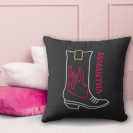 Cojín Decorativo Nombre del Personalizable de arranque Neon Cowboy