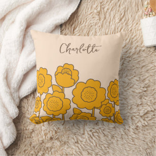 Cojín Decorativo Nombre del Personalizable de los girasoles amarill