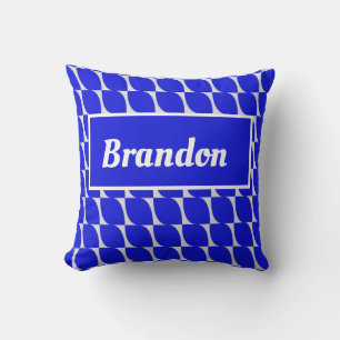 Cojín Decorativo Nombre del personalizable de patrón azul 
