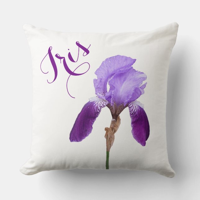 Cojín Decorativo Nombre del personalizable Iris bonito morado flora (Anverso)