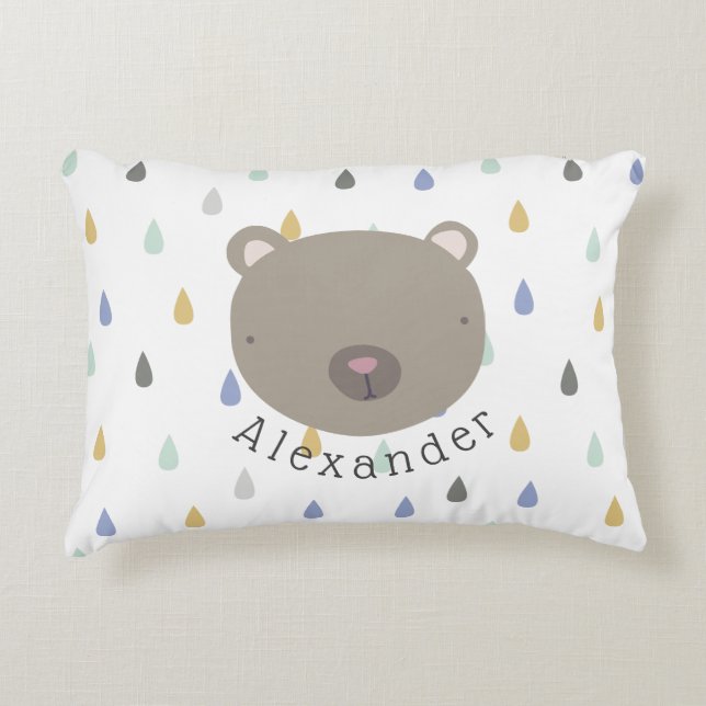 Cojín Decorativo Nombre del personalizable Oso Cuto (Anverso)