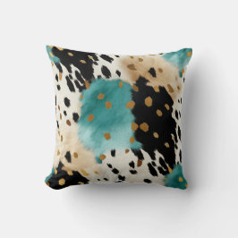 Cojín Decorativo Nombre del Piel de vaca negro turquesa de oro blan