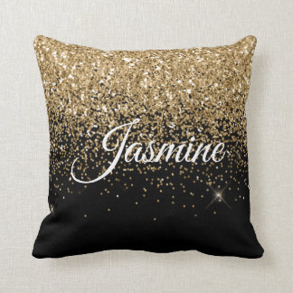 Cojín Decorativo Nombre del purpurina Pillow Black
