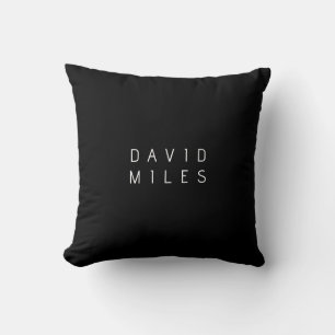 Cojín Decorativo Nombre editable minimalista moderno Blanco y neg