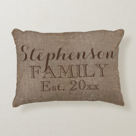 Cojín Decorativo Nombre familiar Burlap Rustic