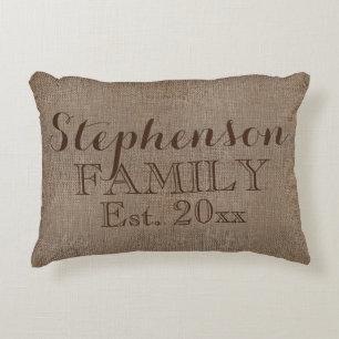 Cojín Decorativo Nombre familiar Burlap Rustic