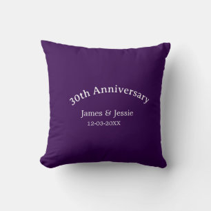 Cojín Decorativo nombre fecha aniversario de bodas 30 años simple p